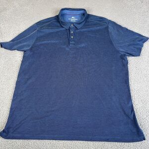Tommy Bahama Polo Shirt Mens 2XL Blue Knit Short Sleeve Shiny Logo Marlin